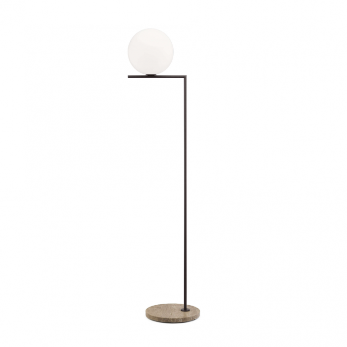 Lampadaire IC F outdoor structure marron / pied pied lave travertin impérial Flos Valente Design