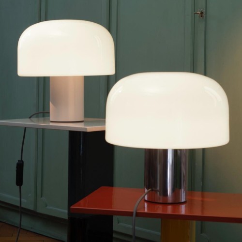 Lampe à poser Bellhop Glass T - Flos - Finition white et bright aluminium