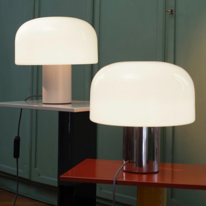 Lampe à poser Bellhop Glass T - Flos - Finition white et bright aluminium