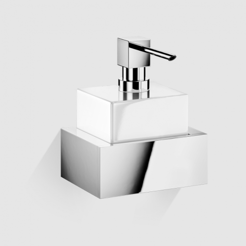 Distributeur de savon liquide mural Brick finition chrome / blanc Decor Walther