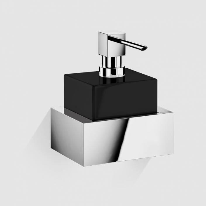 Distributeur de savon liquide mural Brick finition chrome / noir Decor Walther