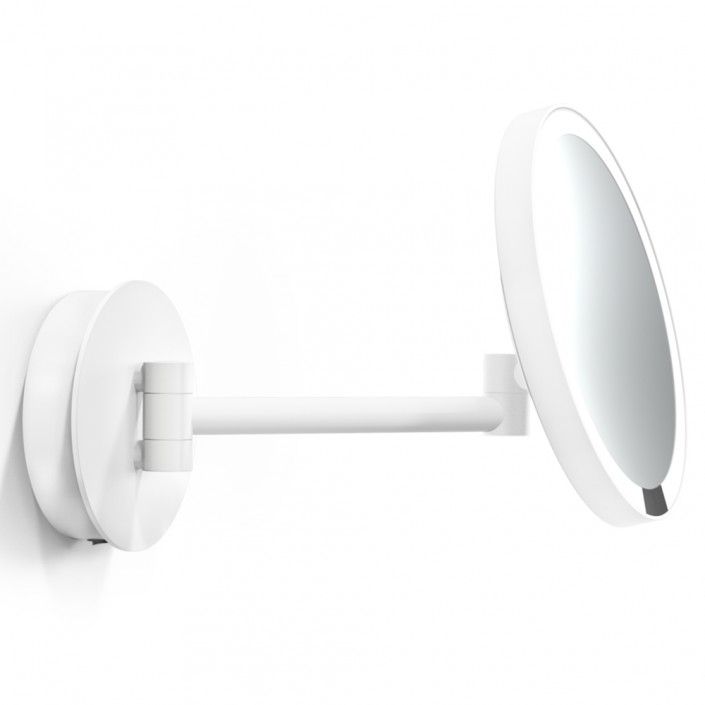 Miroir rond grossissant éclairant mural avec motion sensor JUST LOOK PLUS WD - Blanc mat - Decor Walther - Connexion directe