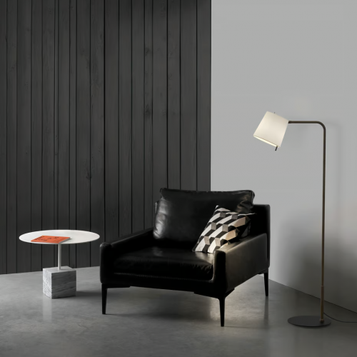 Lampadaire Mitsu Floor - Finition Bronze - Abat jour tissu Blanc - Astro