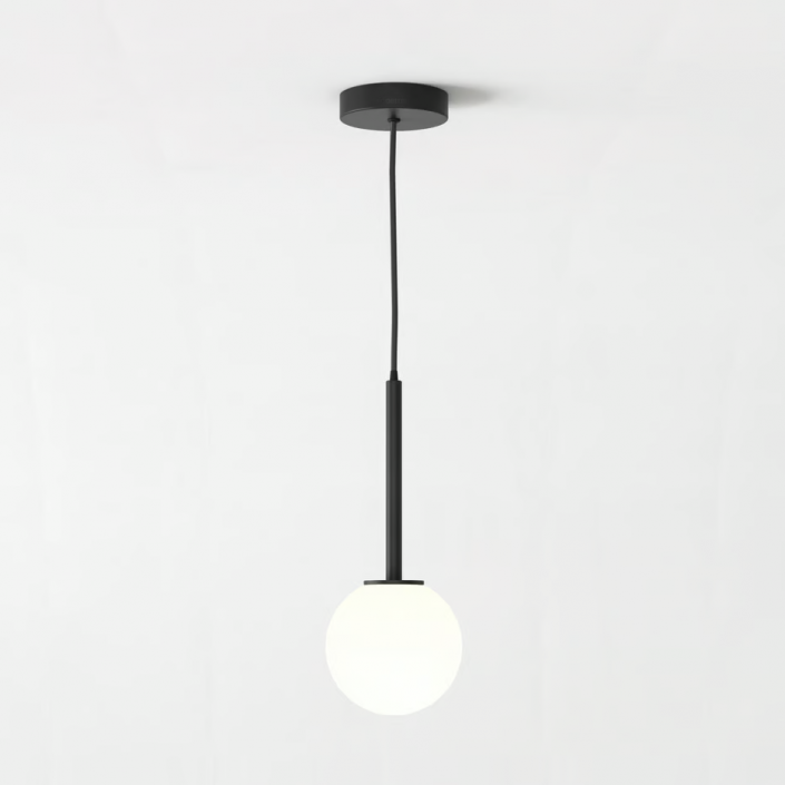 Pendant suspension tacoma - finition noir mat - tacoma glass en white opal - astro