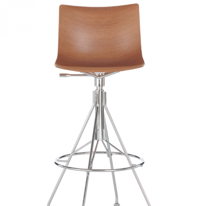 Tabouret C.KOYA - Kartell - finition bois fonce/chrome