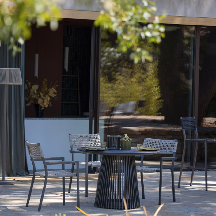 Table lumineuse Halo - Les Jardins - finition alu gris/ HPL ardoise