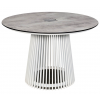 Table lumineuse Halo - Les Jardins - finition alu blanc/HPL Béton ciré