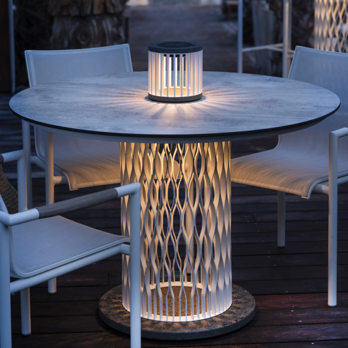 Table lumineuse CADIX - LES JARDINS - aluminium blanc/ HPL béton ciré