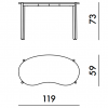 Dimensions bureau Lunat - Kartell