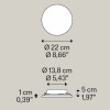 Dimensions patère ronde small pour 2 à 5 suspensions - LODES