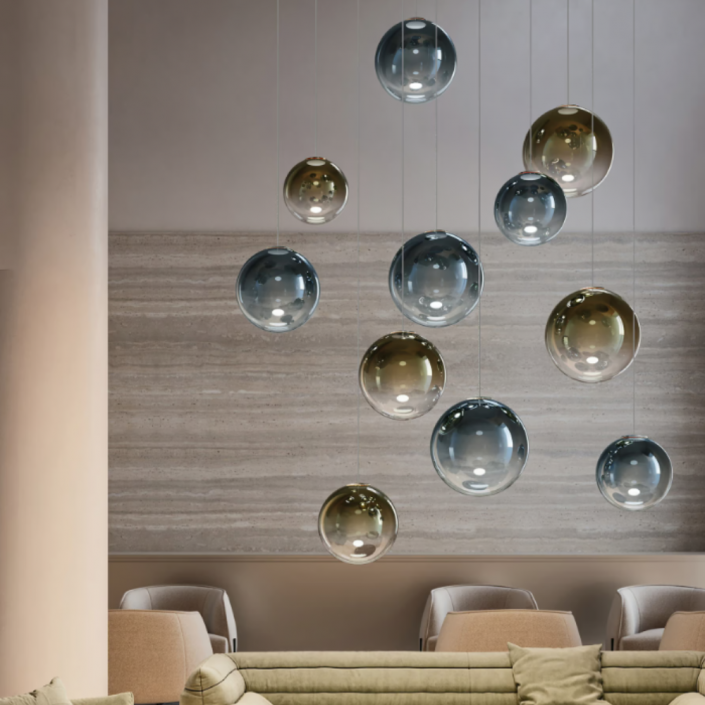 Suspension Non Random - Lodes - finition deep azur  et golden sage