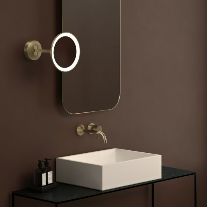 Miroir éclairant grossissant Mascali Round LED - Astro lighting - finition laiton brossé mat