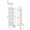 Schéma et dimension sèche serviettes électrique Dory 1200W finition blanche