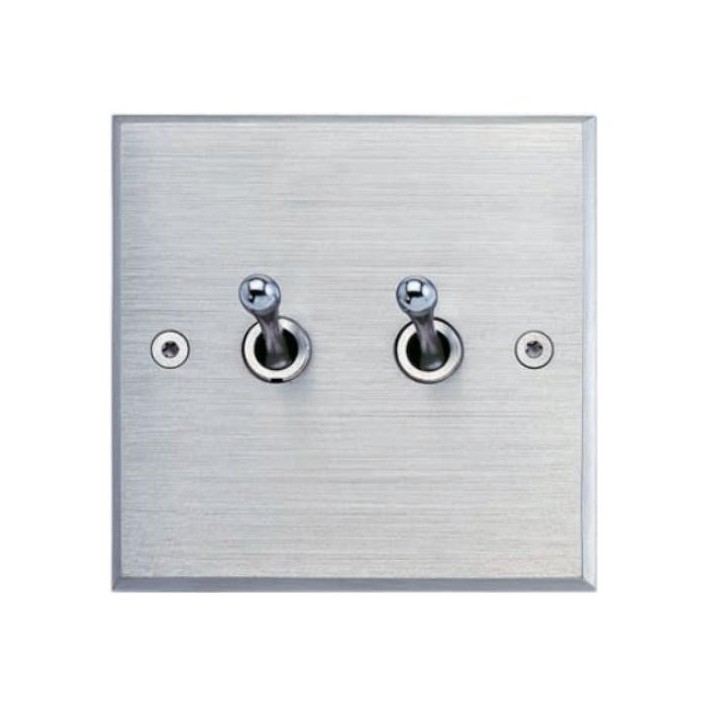 Plaque Carrée Double Va & Vient Goutte d'eau Nickel Brossé MELJAC  mesure 80x80 mm pour une épaisseur de seulement 3mm.