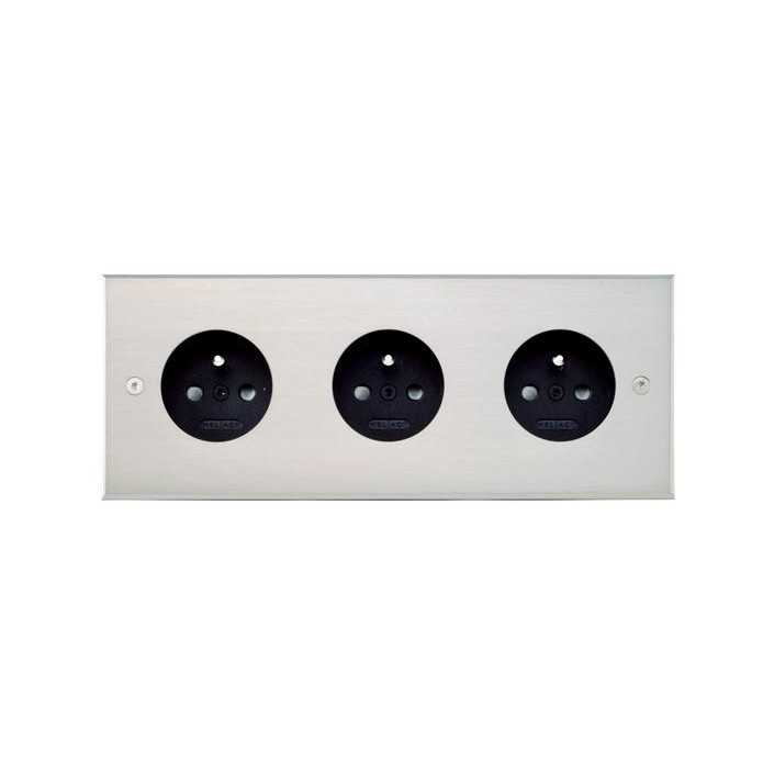Prises de Courant Triple Nickel Brossé MELJAC mesure 205x80mm pour une épaisseur de 3mm -  Valente Design
