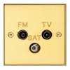 Plaque Carrée TV-FM-SAT Laiton Poli Verni MELJAC mesure 80x80 mm pour une épaisseur de seulement 3mm - Valente Design
