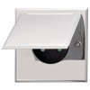 Prise de Courant simple avec Clapet Chromé Vif mesure 80x80mm pour une épaisseur de 3mm MELJAC - Valente Design