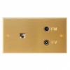Plaque Rectangulaire RJ45 & TV - FM Champagne MELJAC 142x80 mm pour une épaisseur de 3mm - Valente Design