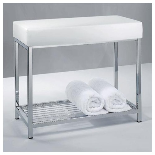 Banc avec étagère cuir synthétique blanc Decor Walter
