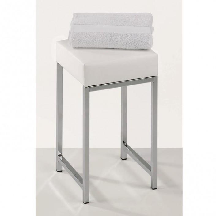 Tabouret carré Chrome chromé/blanc