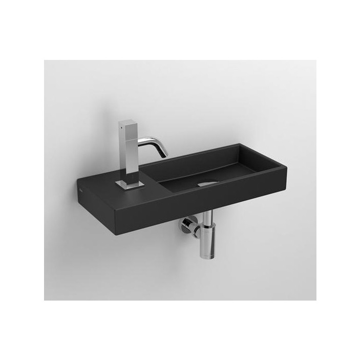 Lave mains 45 cm Mini Wash Me percement à gauche en céramique noir mat pour la marque Clou