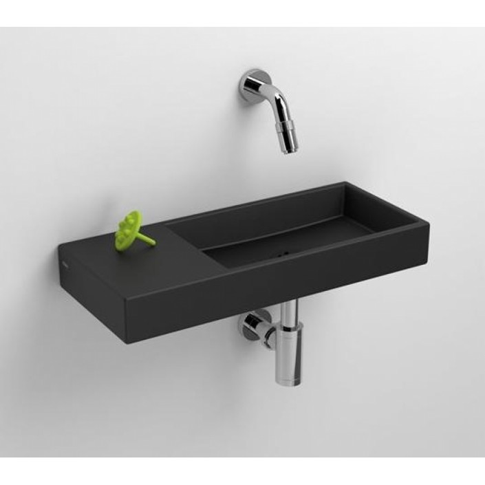 Lave mains 45 cm sans percement Mini Wash Me percement à gauche en céramique noir mat pour la marque Clou