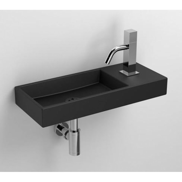 Lave mains 45 cm Mini Wash Me  percement à droite en céramique noir mat  pour la marque Clou