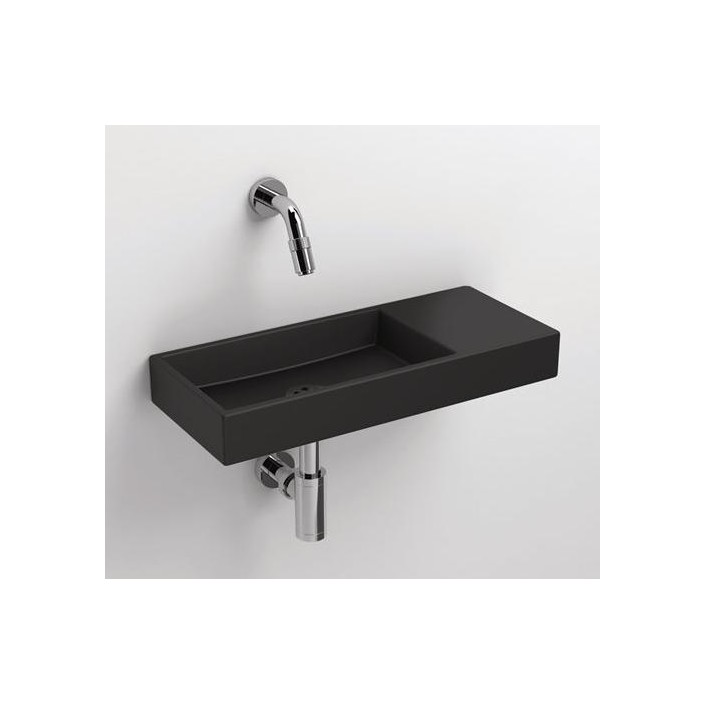 Lave mains 45 cm sans percement Mini Wash Me percement à droite en céramique noir mat pour la marque Clou