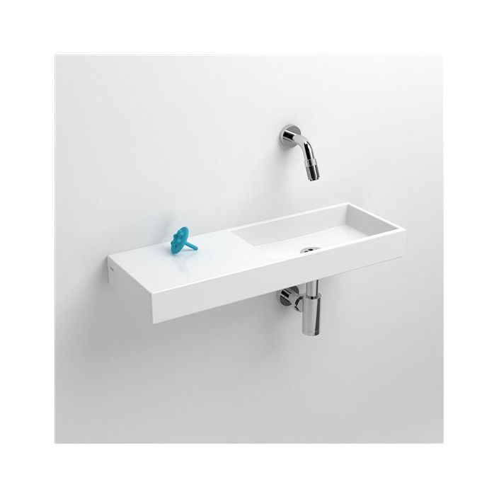 Lave mains 56 cm sans percement Mini Wash Me percement à gauche en céramique blanc pour la marque Clou