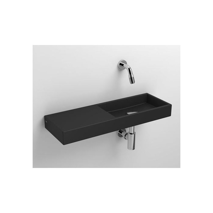 Lave mains 56 cm sans percement Mini Wash Me percement à gauche en céramique noir mat pour la marque Clou