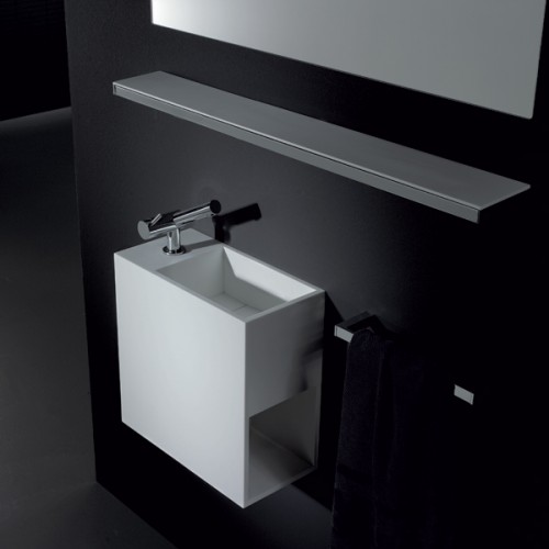 Vasque avec rangement latéral Compact percement à gauche en cristalplant blanc mat