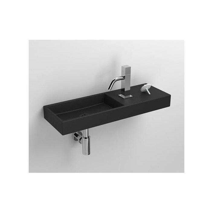 Lave mains 56 cm Mini Wash Me percement à droite en céramique noir mat pour la marque Clou