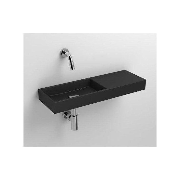 Lave mains 56 cm sans percement Mini Wash Me percement à droite en céramique noir mat pour la marque Clou