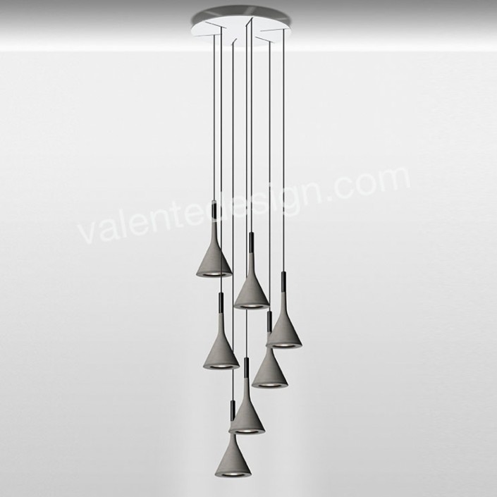 Suspensions Aplomb 7 lampes gris en bouquet Foscarini - Valente Design